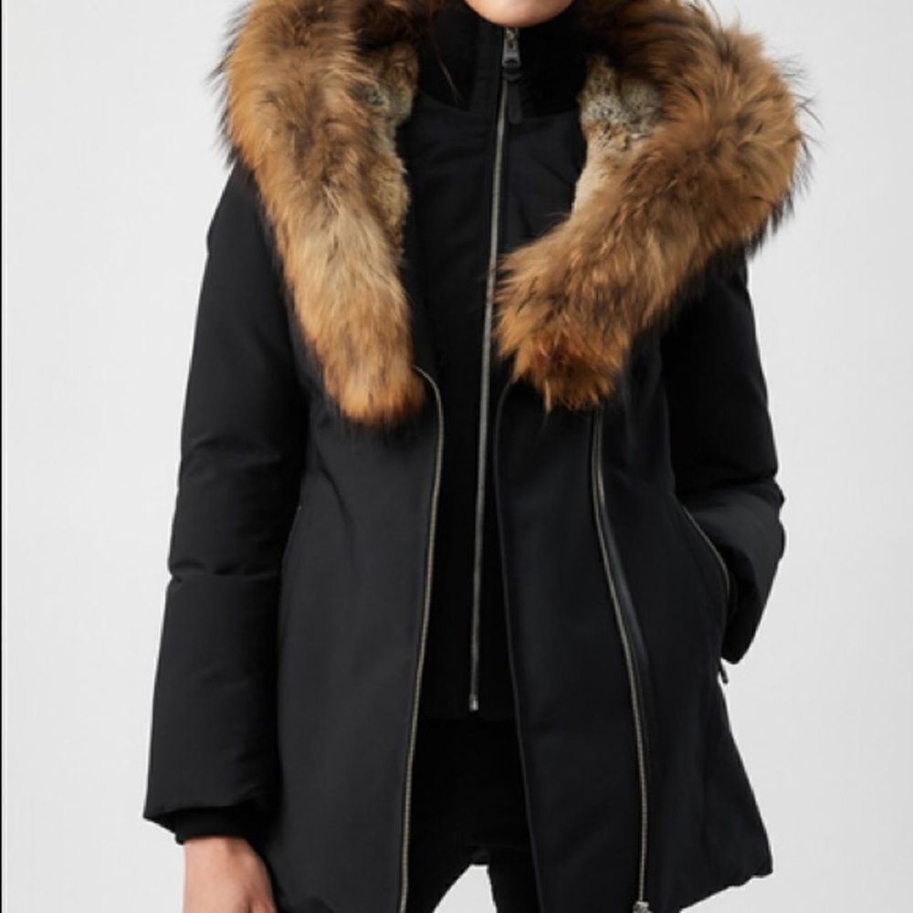 MACKAGE Akiva Down Jacket Black Fur Trim Hood XS